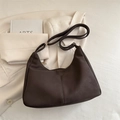 Dunkelbraune Vintage Hobo Tasche aus mattem Wildleder mit verstellbarem Gurt - Ohne Anhänger / Braun