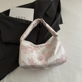 Borsa a luna in jacquard a farfalle rosa con riflessi argento e cerniera lampo - Rosa