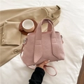 Borsa tote rosa in tessuto twill con manici e tracolla regolabile per donne - Rosa