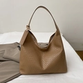 Bruine shopper met krokodillenprint en brede schouderband voor dagelijks gebruik - Khaki