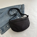 Versatile black nylon crescent crossbody bag with adjustable wide strap for casual daily use - Black