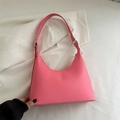 Pink matte hobo bag in minimalist half-moon shape with adjustable silver buckle - Pink