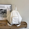 Sac à dos géométrique blanc en cuir PU pour étudiants avec bretelles réglables - Blanc