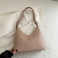 Minimalist beige moon-shaped hobo bag with adjustable smooth matte leather strap - Khaki