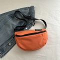 Versatile bright orange half-moon crossbody bag with adjustable nylon strap for sports - Orange
