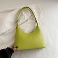 Avocado green crescent underarm bag in premium PU leather with adjustable strap - Green