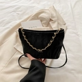 Fashionable black canvas tote bag with gold chain strap for school and daily commute - No Pendant / Black