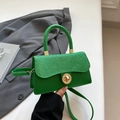 Groene vintage tas met glitterflap en goudkleurige cirkelvormige metalen slot - Groen