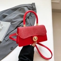 Vintage 2025 rode glitter crossbody tas met gouden gesp en stevig handvat - Rood