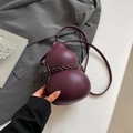 Sac bandoulière unique en forme de gourde en cuir PU violet avec détail de corde tressée - Bordeaux