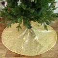 Gonna per albero di Natale con paillettes dorate scintillanti su fondo in legno - 120cm / Paillettes Oro