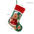 Green velvet Christmas stocking with gingerbread man applique and red knitted cuff - Gingerbread Man / Large