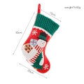 Red velvet Christmas stocking with green knit cuff featuring snowman and tree motifs - Snowman / Small