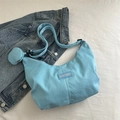 Blue corduroy shoulder bag with matching round coin purse and Fanyissa logo label - Blue