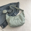Mint green corduroy hobo bag with a detachable round coin purse and adjustable strap - Green
