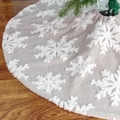 Grey Christmas tree skirt with plush white snowflake patterns on a soft velvet base - 90cm / Light Gray