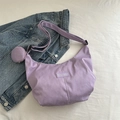 Lavender crescent nylon crossbody bag with adjustable strap and small round coin purse - Purple