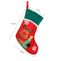 Reindeer pattern Christmas stocking with red felt and green knit top, 30cm height - Elk / Small