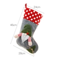 Christmas gnome stocking in grey felt with green hat and 46cm hanging loop - Gray