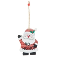 Pendentif Père Noël en bois avec texte HO HO HO et motif de pull rouge et blanc - Style Père Noël