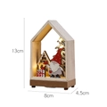 Casetta di Natale in legno a LED con Babbo Natale, albero e luci calde (13x8x4.5cm) - Gnomo con cappello rosso