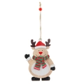 Ornement de Noël en bois renne avec bonnet rouge et écharpe pour décor de sapin - Style Renne