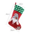 Red Christmas gnome stocking with green polka dot cuff and grey star detail 46cm - Red
