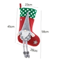 Calcetín navideño de gnomo con piernas de rayas grises, fieltro rojo, 58 cm - Estilo de barba