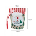 Christmas burlap gift bag with Santa Claus patch and drawstring, size 15x16cm - Santa Claus