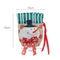 Christmas burlap gift bag with snowman design and striped drawstring trim 16x15cm - Snowman