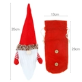 Christmas gnome wine bottle cover set with red hat and 35cm striped hat decorative bag - Red