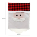 Christmas Santa Claus chair back cover with red buffalo plaid hat and white beard - Red Black Plaid Santa Claus