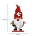 Handcrafted Christmas gnome ornament 14.5cm tall with red snowflake hat and wooden base - Red Santa Claus