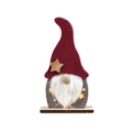 Gnome de Noël rouge lumineux en bois avec étoile LED pour décoration de table festive - Chapeau Rouge / Rouge