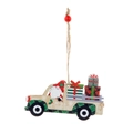 Ornamento natalizio in legno camion con gnomo e regali per decorazione albero - Camion Scatola Regalo (Merry Christmas)