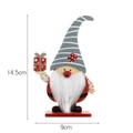 Wooden Christmas gnome decor with striped hat and gift box on a stable red base - Grey Gnome