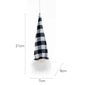 Gnomo natalizio decorativo con cappello a quadri bianchi e neri e barba di peluche - Plaid Grigio Bianco