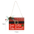 Wooden Christmas sign with Santa theme, red and black belt design, 9x11cm size - Take Bribes Humorous Style