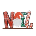 Christmas NOEL wooden tabletop ornament featuring a festive gnome and painted letters - Horizontal NOEL Gnome