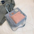 Bolso bandolera de lona azul y rosa para estudiantes con correa ajustable fina - Azul