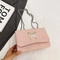 Pink marble texture shoulder bag with silver butterfly clasp and metal chain strap - Pink