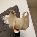 Chic cream white crescent underarm bag with matte leather finish and golden hardware - Off White