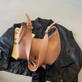 Pink minimalist crescent shoulder bag with wide adjustable straps in matte synthetic leather - Pink