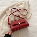 Minimalistische rote quadratische Handtasche mit Goldschnalle und verstellbarem Gurt - Rot