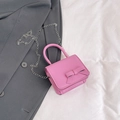 Mini borsa a tracolla rosa per bambine con fiocco e catena in metallo argentato - Rosa Rosso
