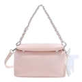 Elegant pink snakeskin pattern underarm bag with pearl charm and silver chain strap - Pink With Pendant