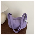 Lila Cord-Hobo-Tasche mit verstellbarem Riemen und süßem Cartoon-Hundeanhänger - Lila
