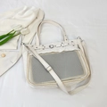 Sac Ita transparent blanc minimaliste avec insert en maille et ferrures argentées - Blanc Cassé