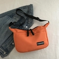Orange oxford fabric crossbody bag with FASHION label and adjustable strap - Orange