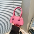 Schicke rosa Mini-Muscheltasche mit Litschi-Maserung und goldener Kette für Damen - Rosa
